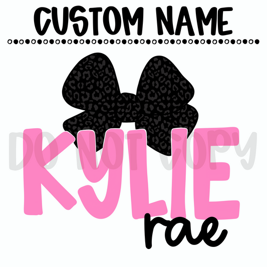 Custom Black Cheetah Bow Name