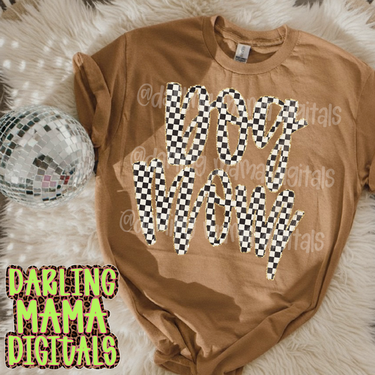 Painted checkered dog mom