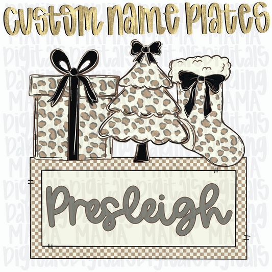 Custom Cheetah Christmas Name Plate