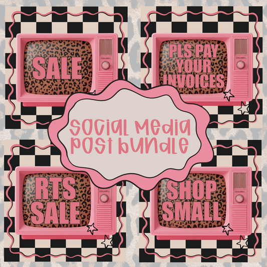 YOU MUST ADD YOUR BIZ NAME SOMEWHERE! Checkered + cheetah social post