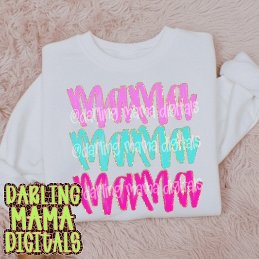 Painted purple blue pink glitter mama