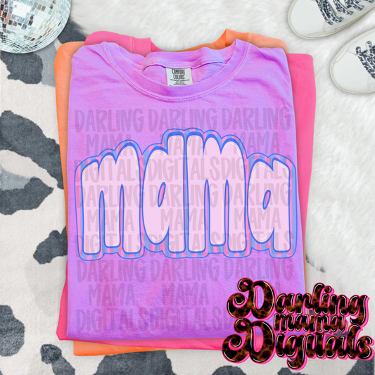 Bubble letter purple and blue mama