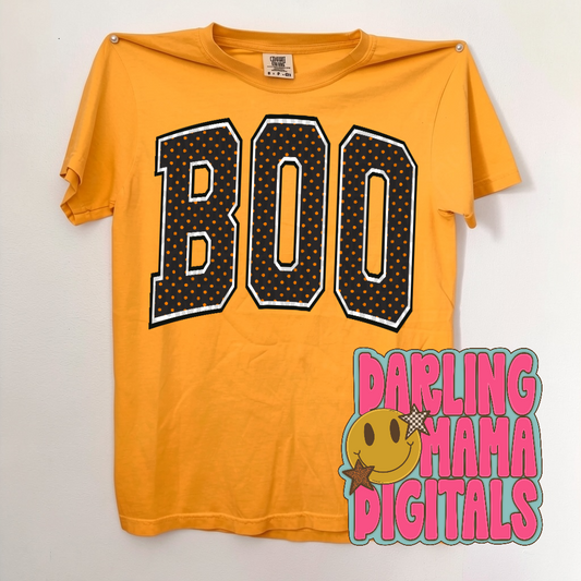 Brown & Orange polka dot boo