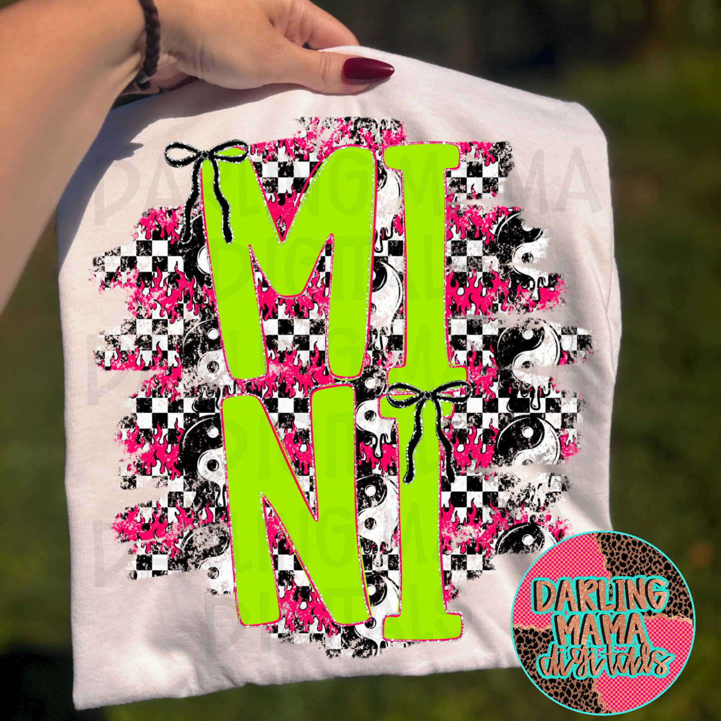 Pink and green yin yang mini