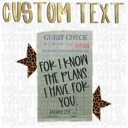 Custom text guest check