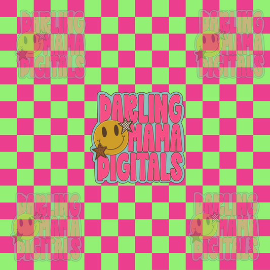 Neon pink and neon Checkered seamless