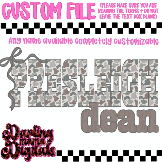 Custom light old school camo girl name