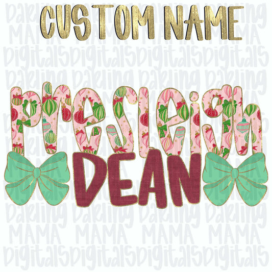 Red and pink ornament custom name