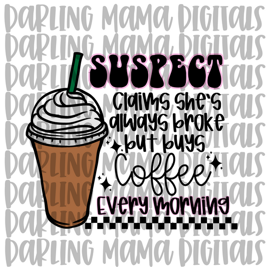 Suspect Claims she’s broke but buys coffee