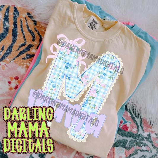 Blue and purple floral mama