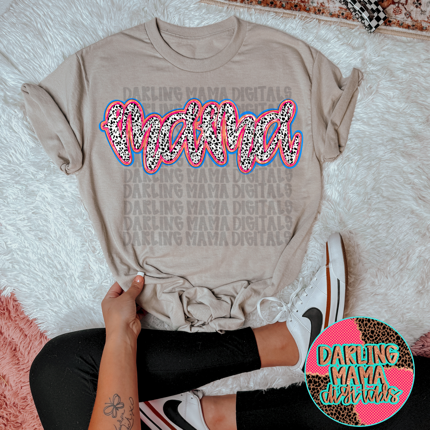 Script Dalmatian Glitter Mama