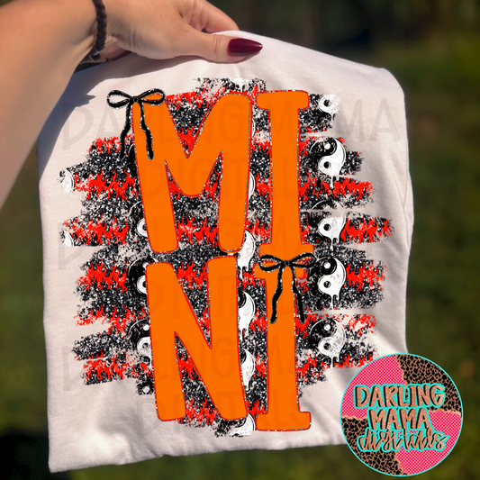 Orange and Red yin yang mini