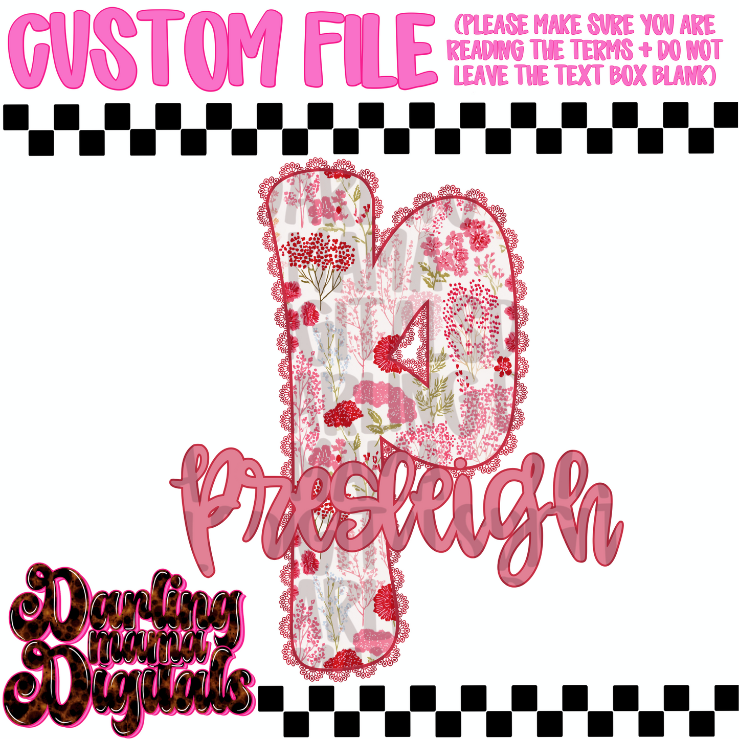 Pink floral custom name