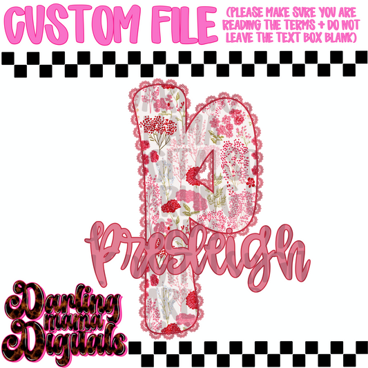 Pink floral custom name