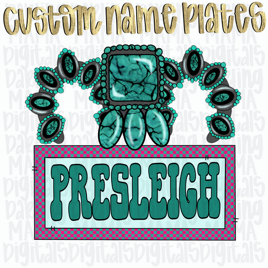 Custom pink checkered turquoise