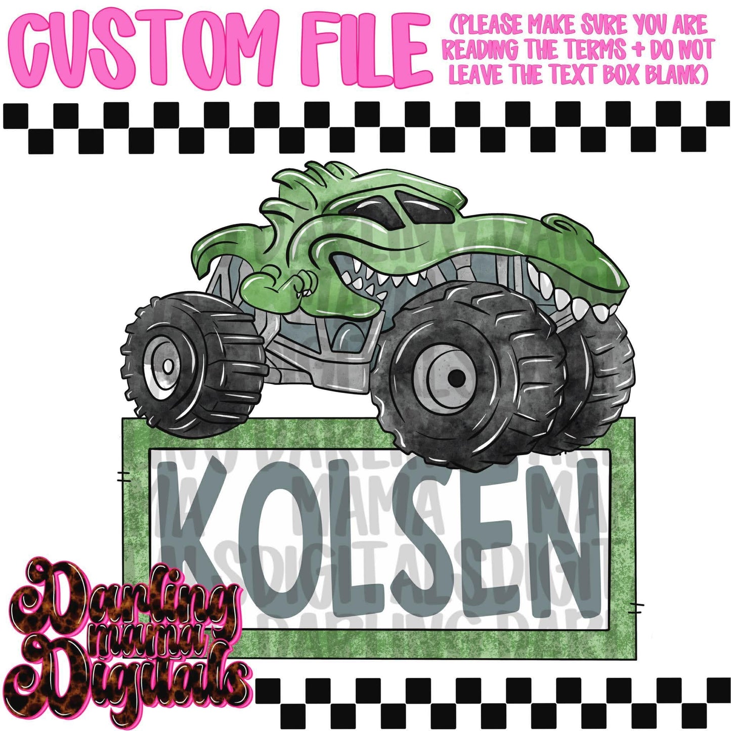 Custom green monster truck
