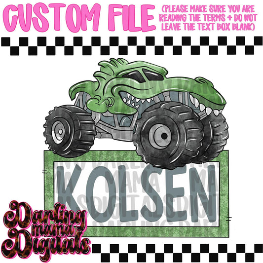 Custom green monster truck