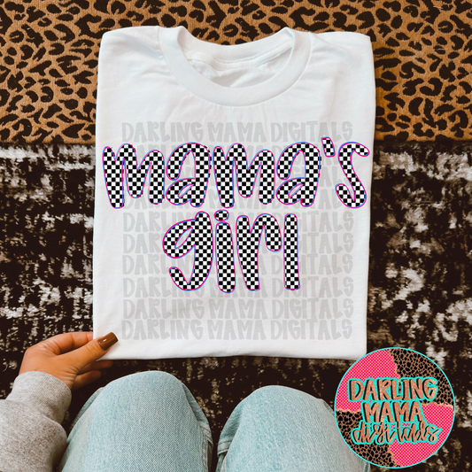 Neon blue and pink checkered mama’s girl