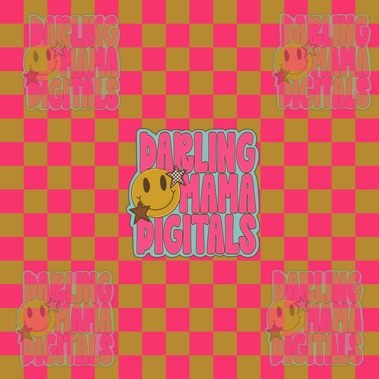 Neon pink and dark green Checkered seamless