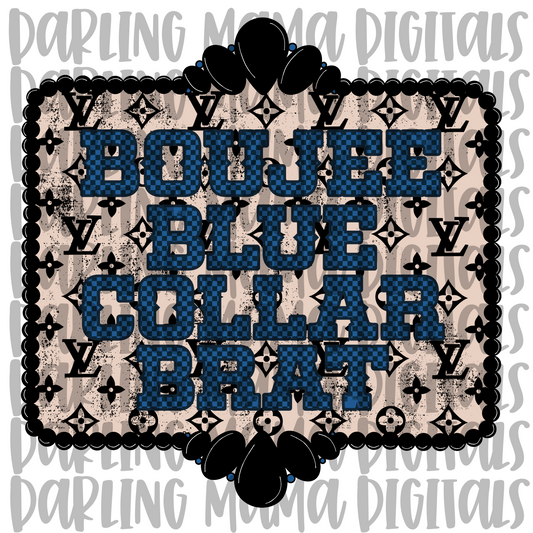 Checkered Boujee Blue Collar Brat