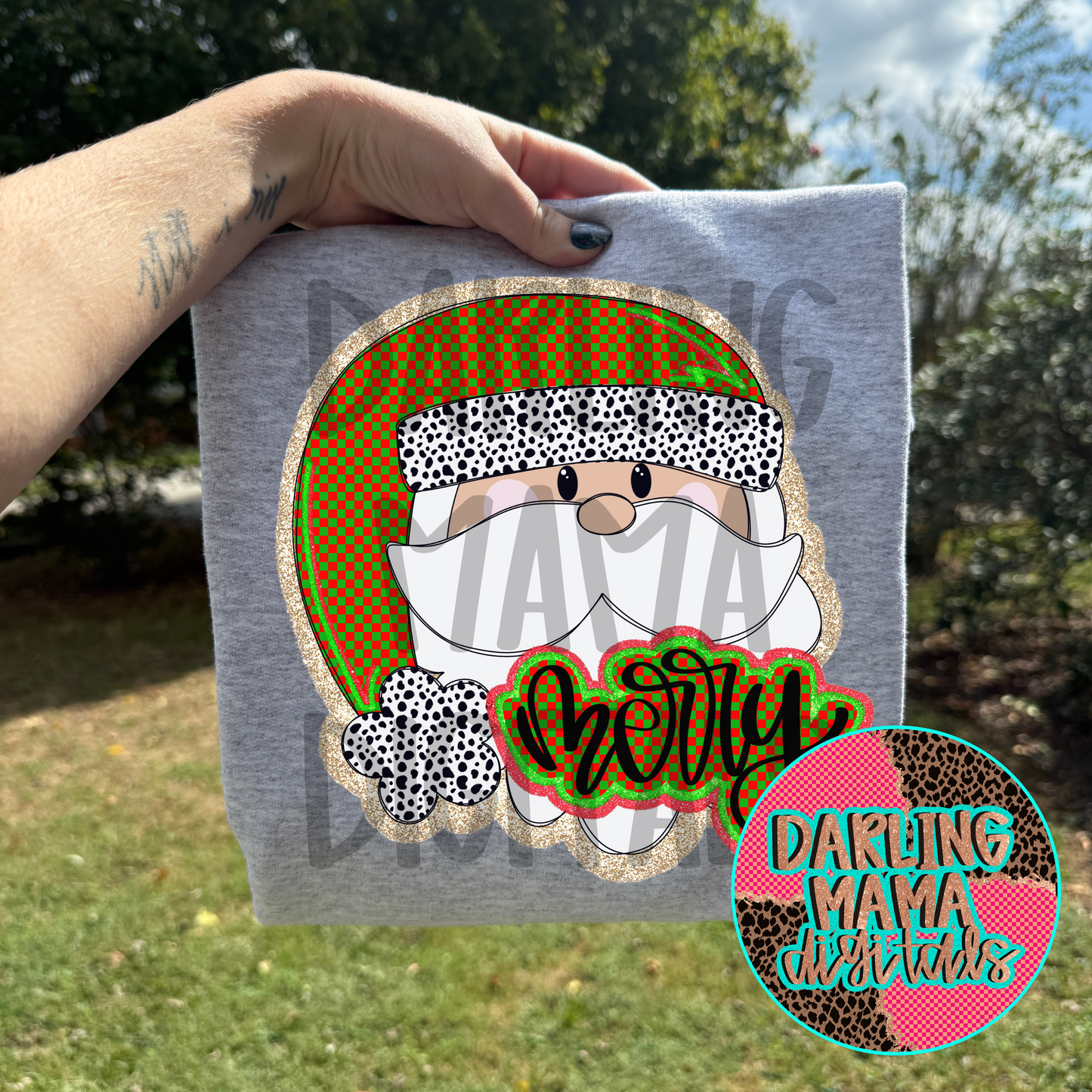 Red and Green Hand Drawn Santa