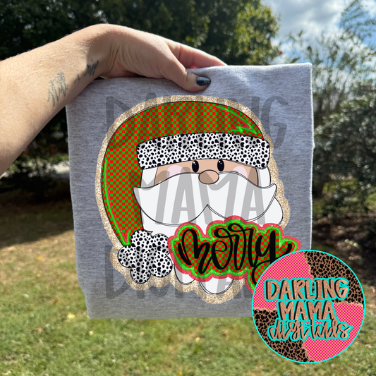 Red and Green Hand Drawn Santa