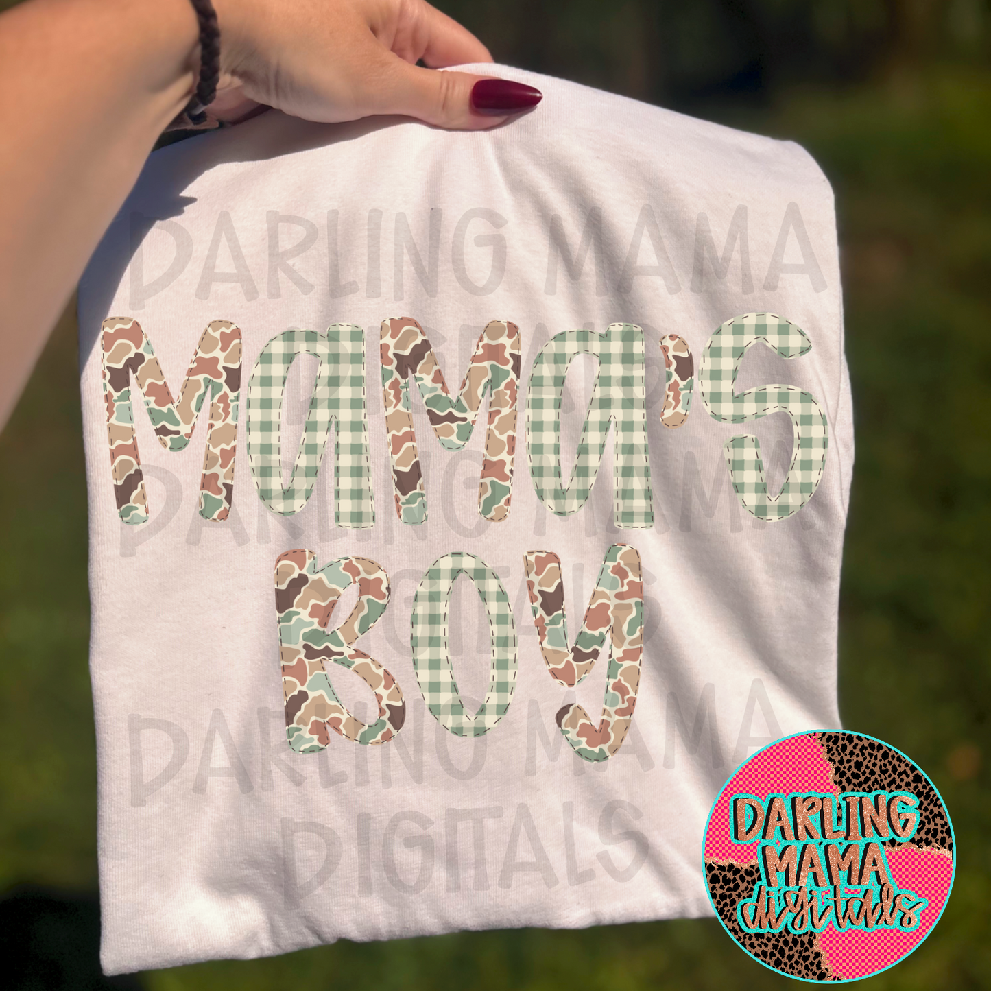 Mamas Boy Duck Camo Gingham