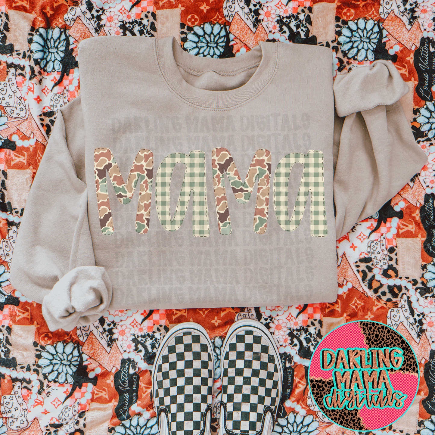 Light Duck Camo Gingham Mama