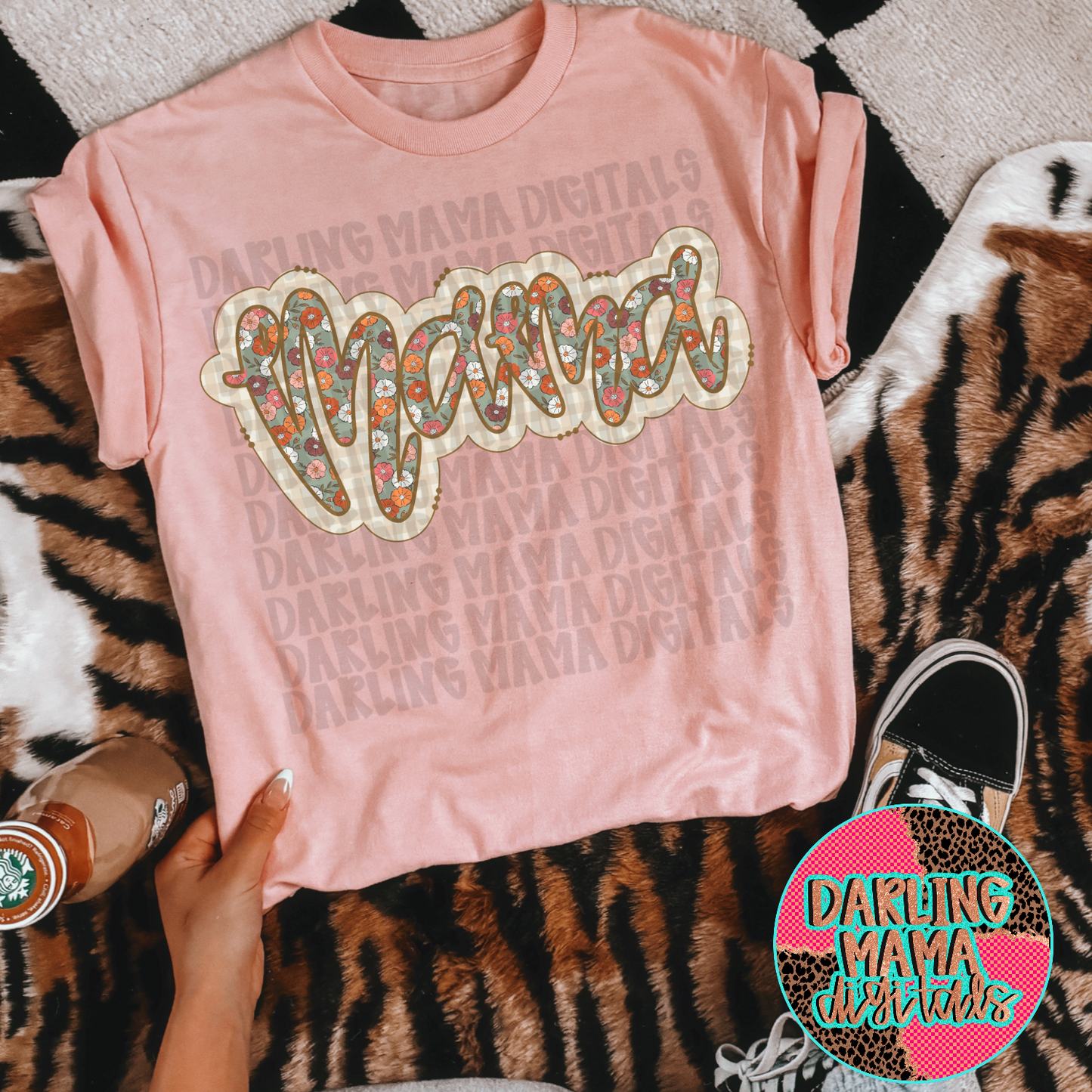 Green Fall Floral gingham mama