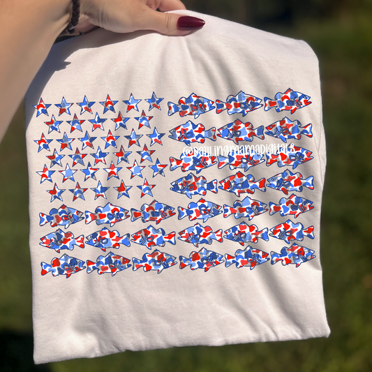 RWB camo fish flag