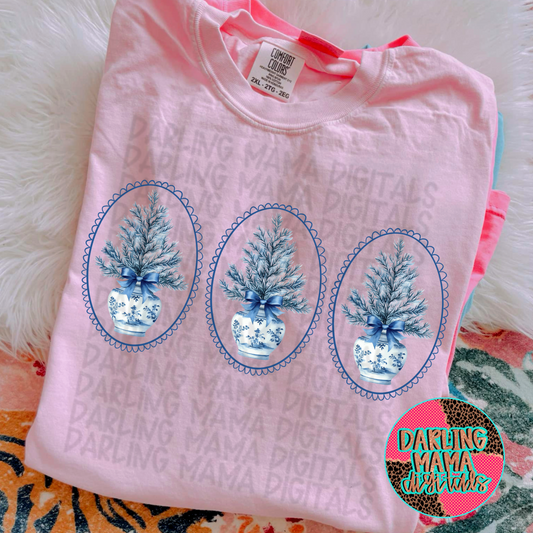 Grand millennial blue Christmas trees