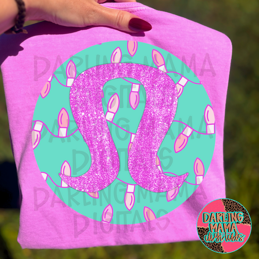 Teal and neon purple Christmas lights L*l*