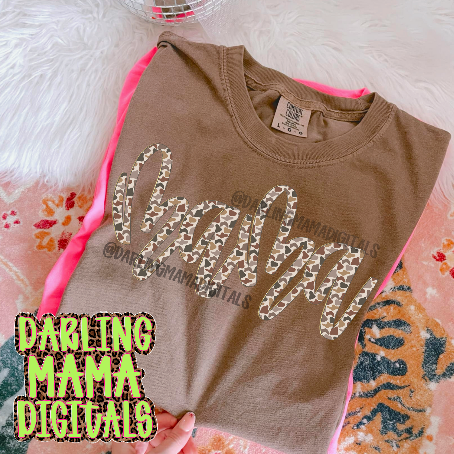 Duck camo Script glitter Mama