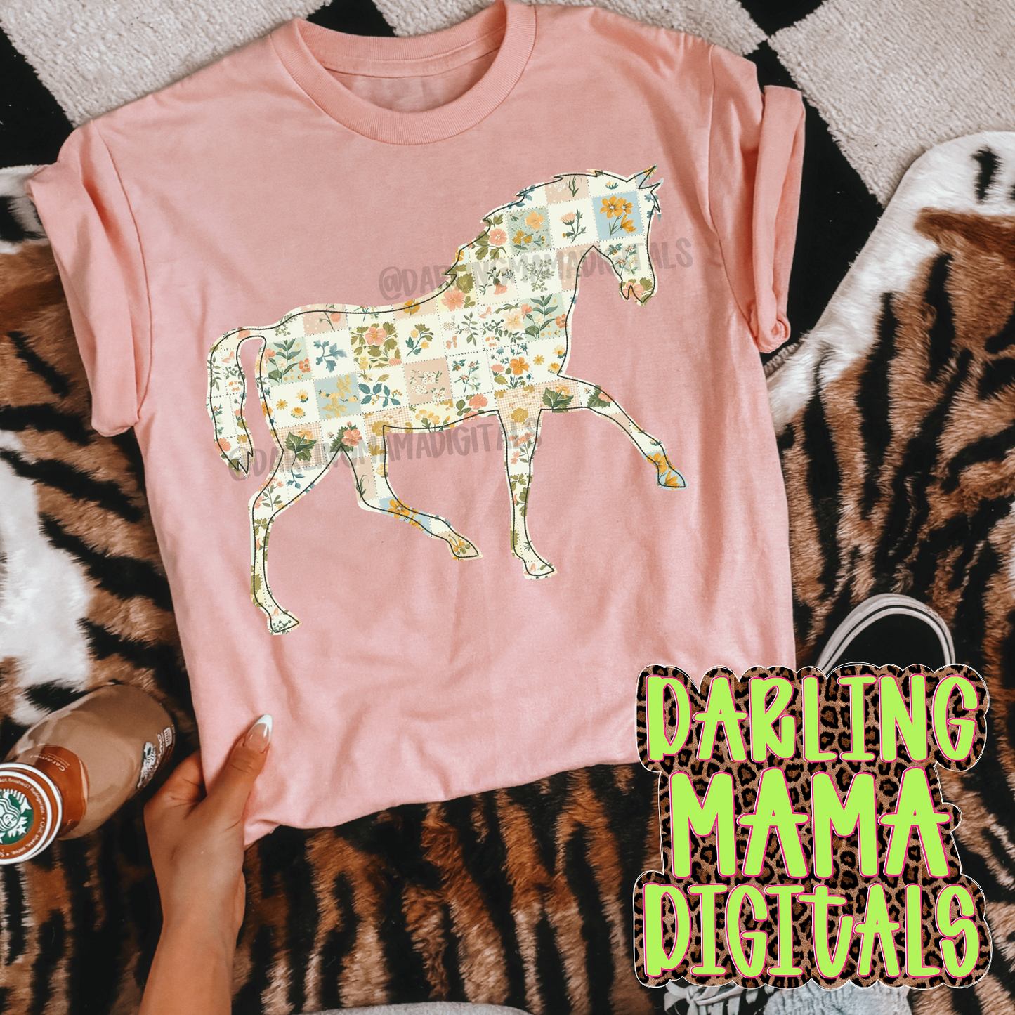 Faux embroidery patchwork Horse