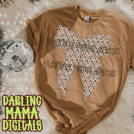 Faux embroidery duck camo bow