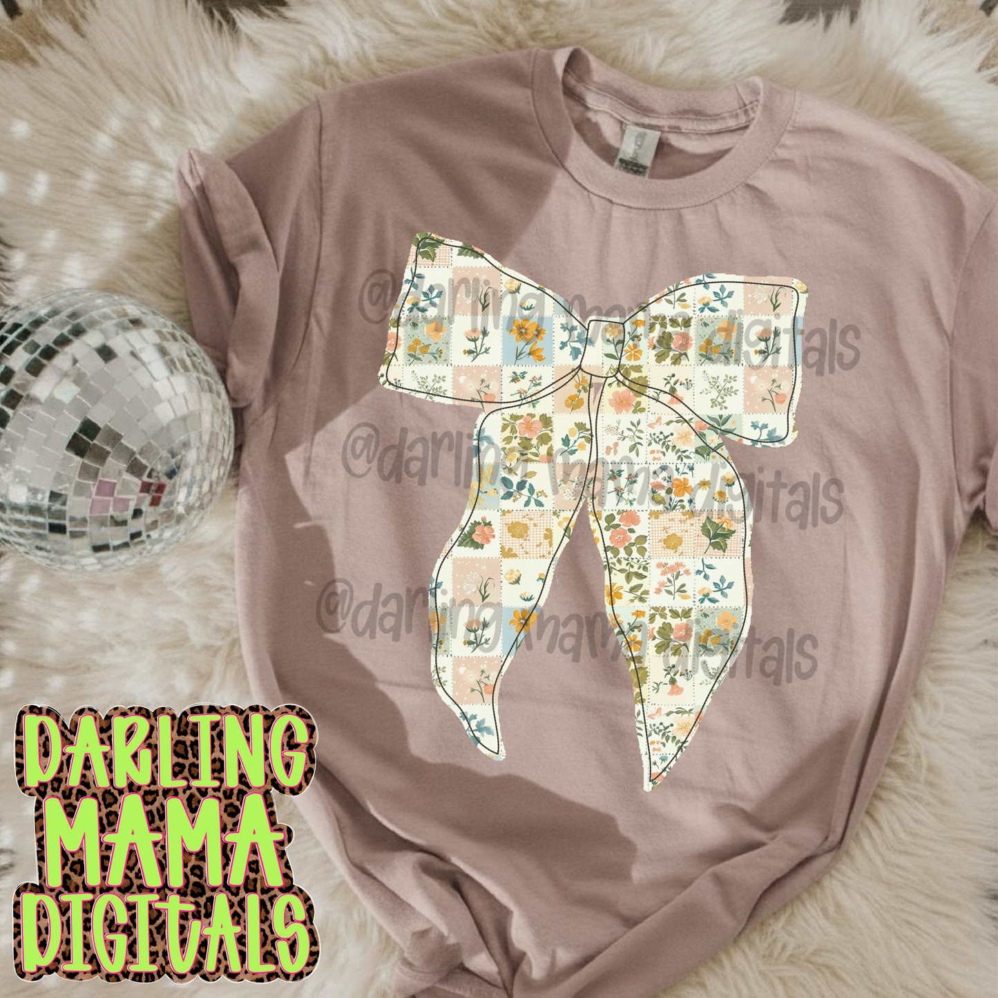 Faux embroidery patchwork bow