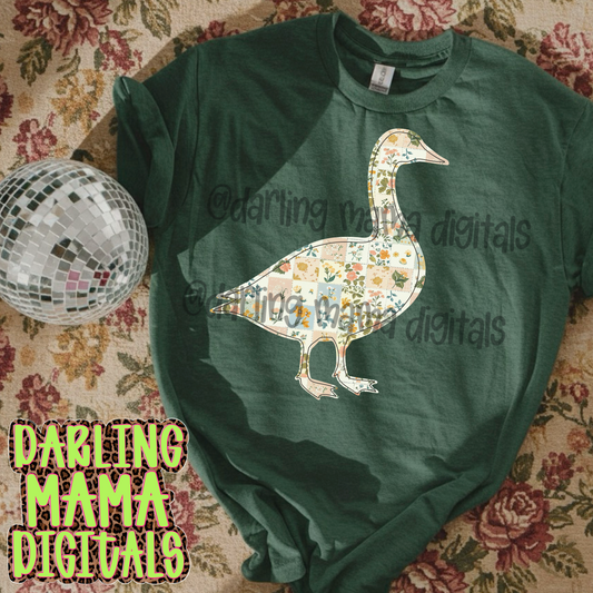 Faux embroidery patchwork goose