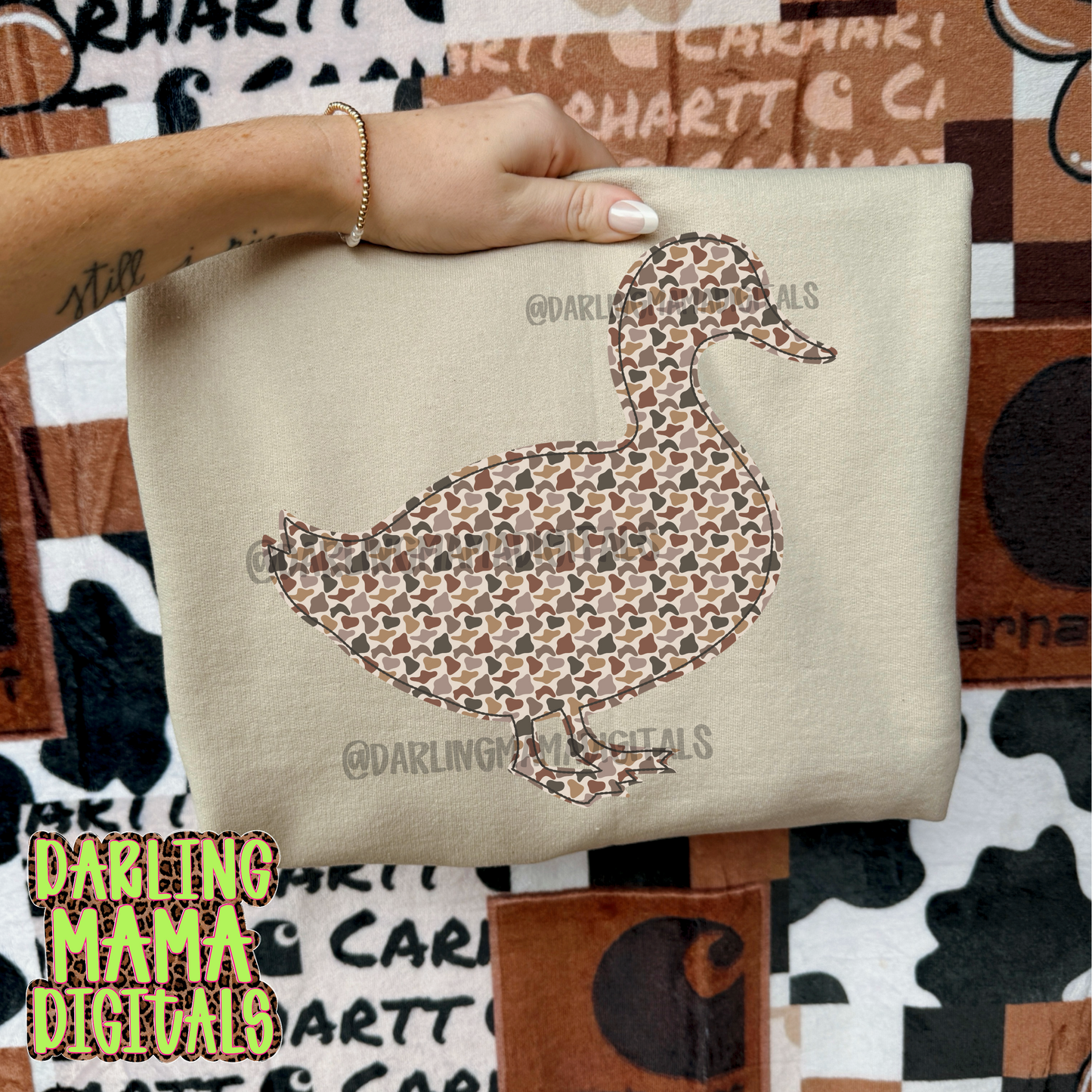Faux embroidery duck camo duck