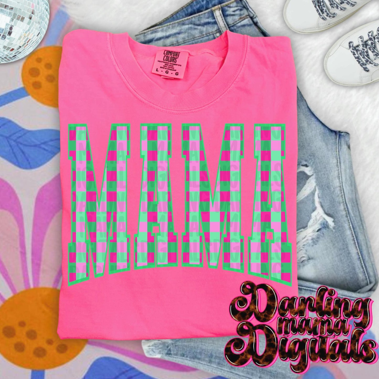 Green & pink checkered mama