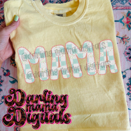 pink lace patchwork Mama