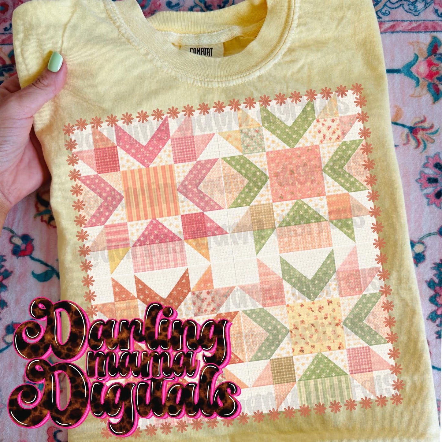 Pink & Green Quilted