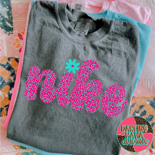 Neon pink and blue cheetah flower N*ke