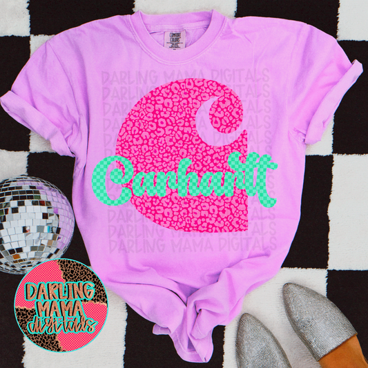 Neon Pink cheetah checkered CH