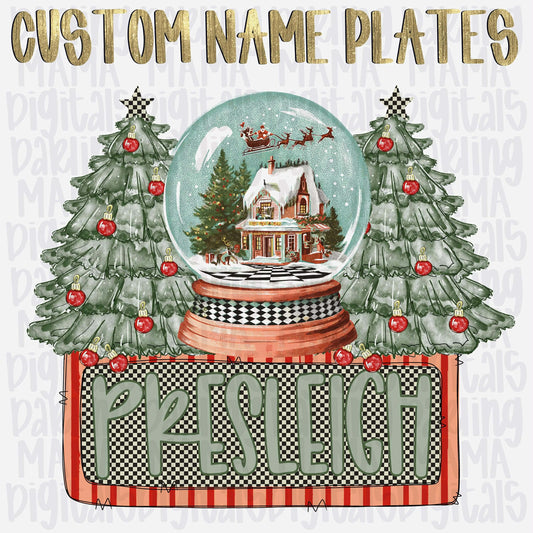 Vintage checkered snow globe custom