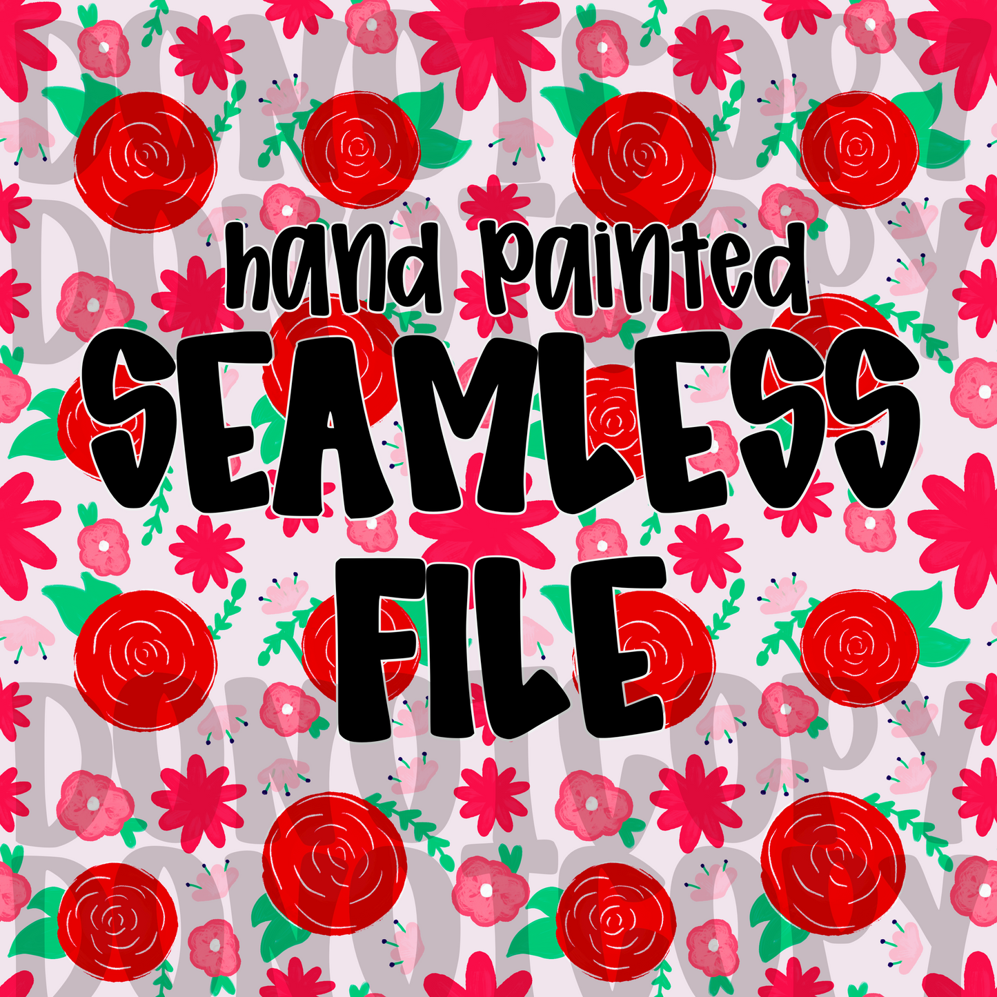 Hand Painted Red & Pink Floral Seamless File