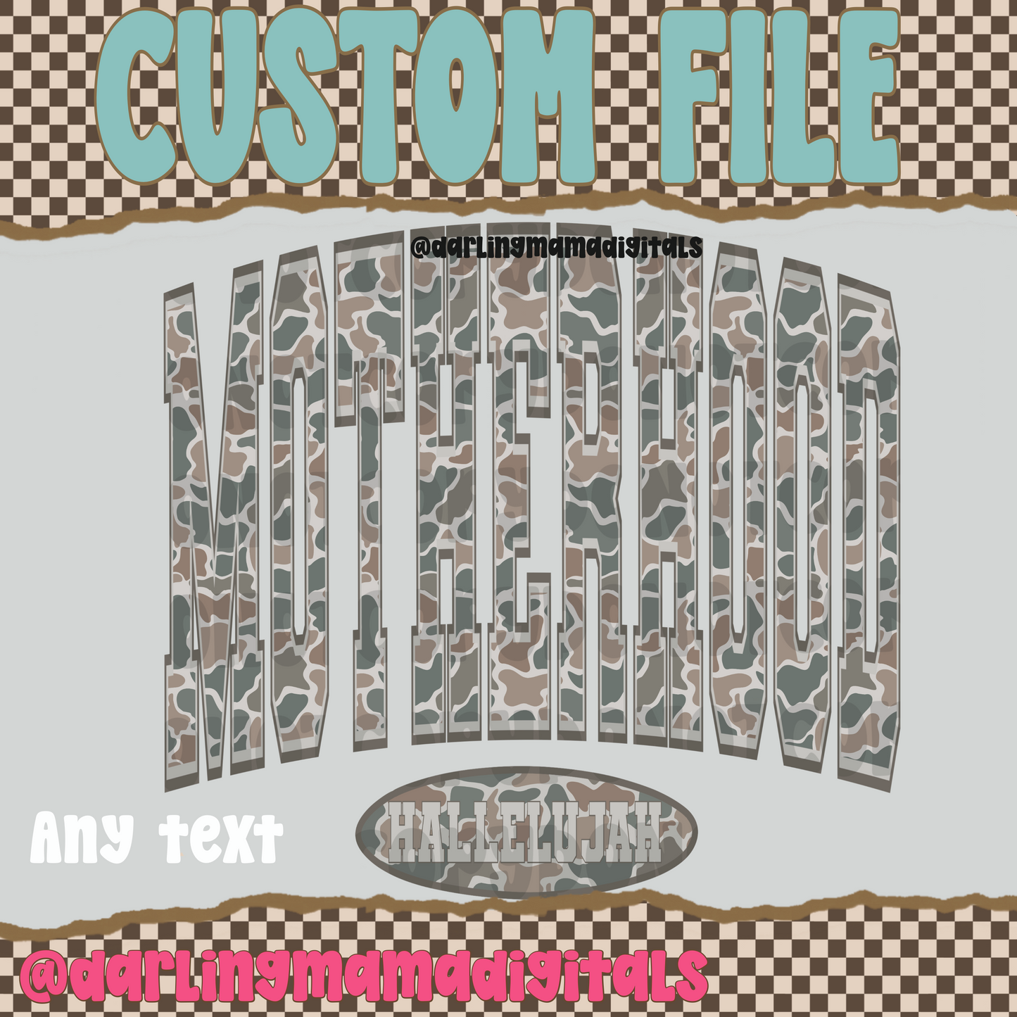 Custom camo varsity (top and bottom text)