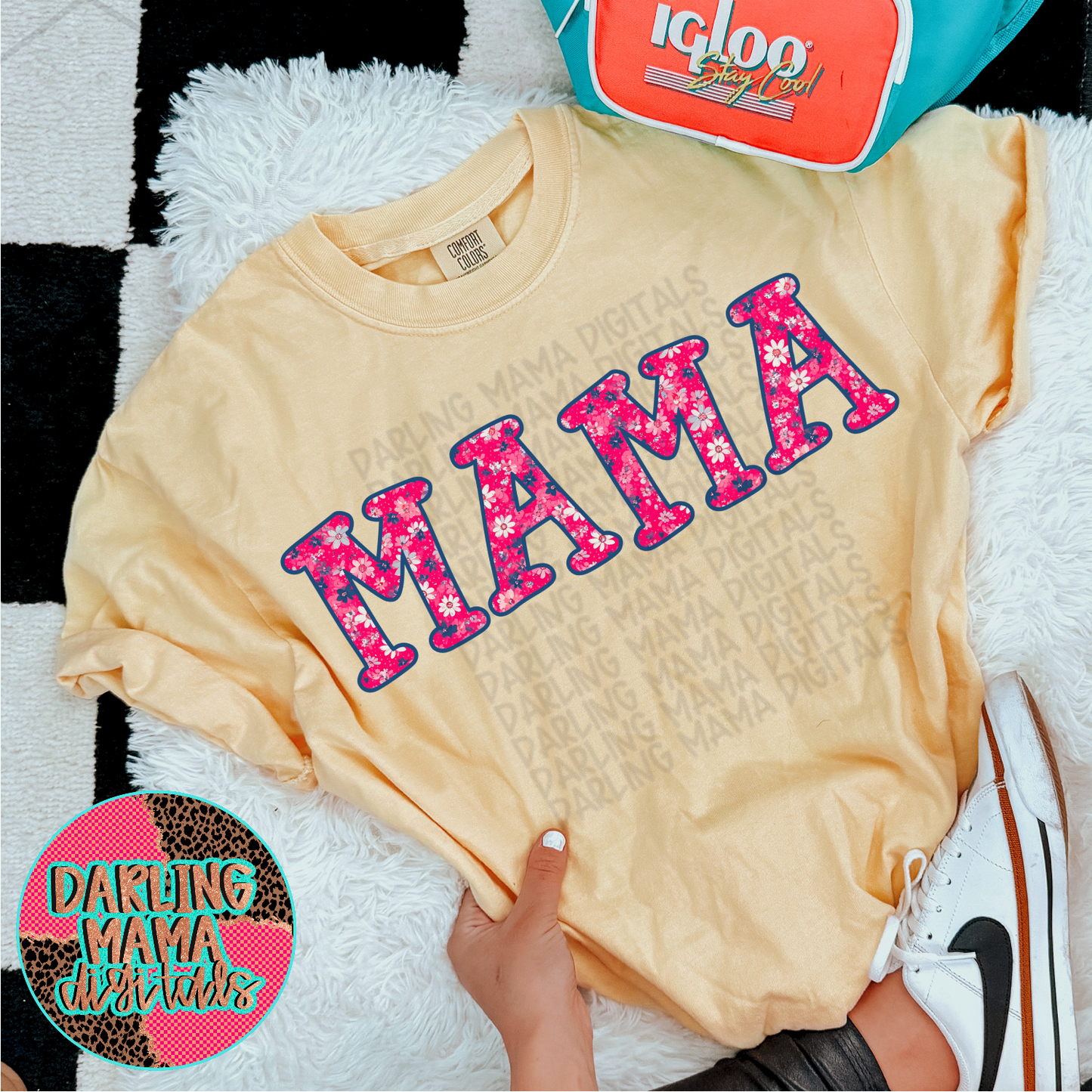 Navy And Pink Floral Mama