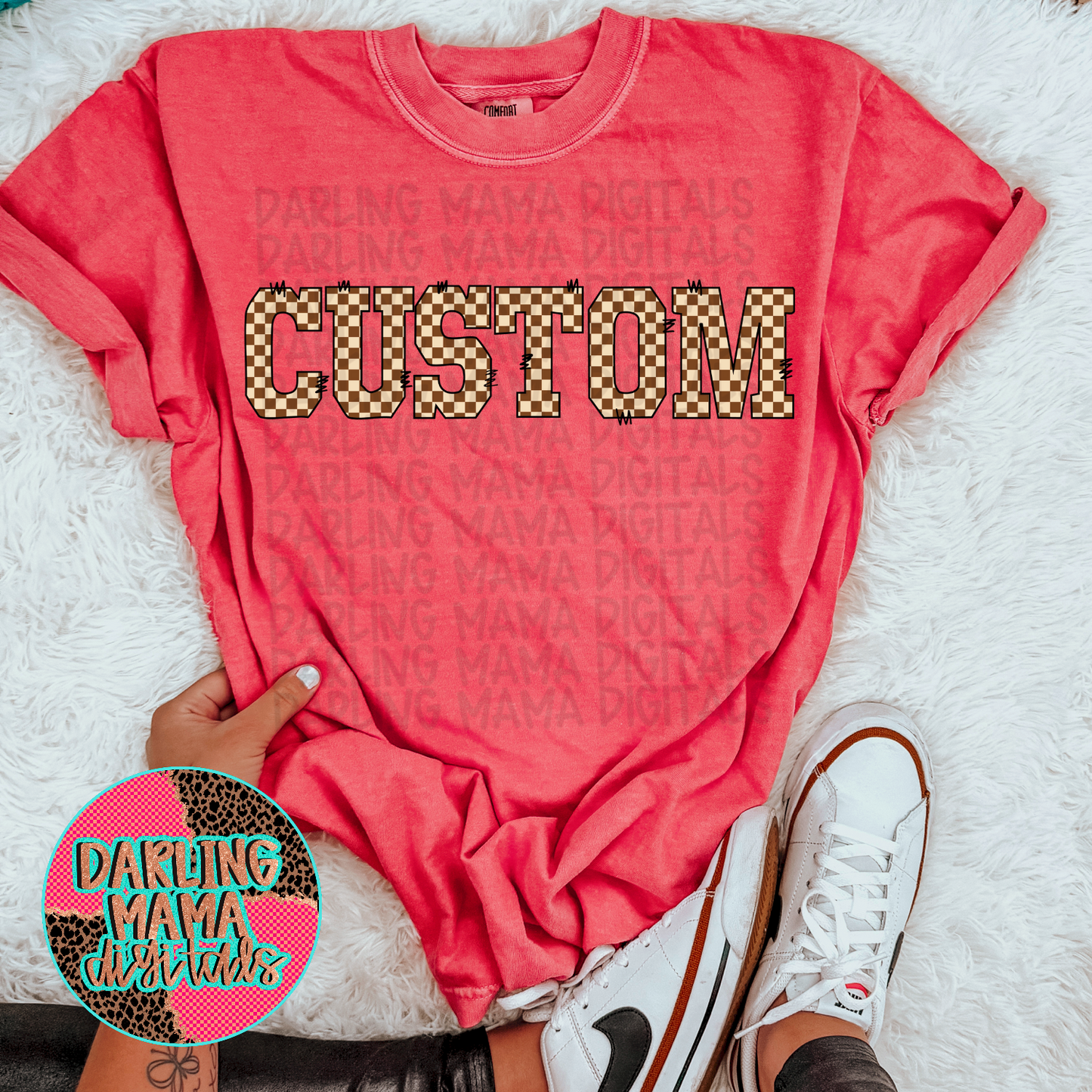 Tan Checkered Custom Name