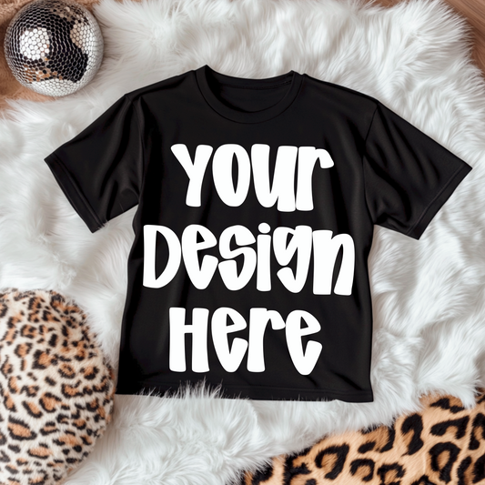 Black Unbranded Tee Fuzzy Cheetah Rug