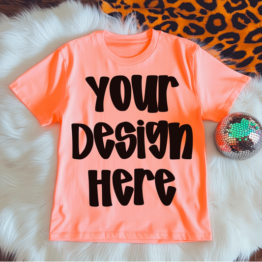Neon Cantaloupe CC  MATCHED Tee Fuzzy Cheetah Rug